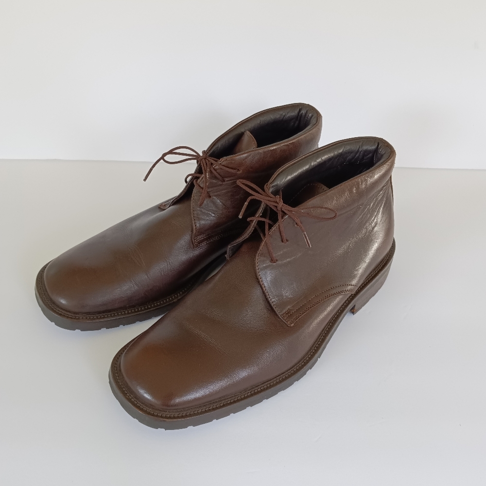 GORDON RUSH Dark Brown Leather Chukka w/ Rubber Sole  EU 45/US12